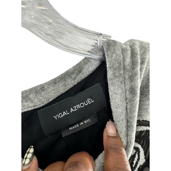 Yigal Azroul Gray Black Dressy Emo Goth Vamp Velvet Sleeveless Dress Size 10 - Picture 3 of 13